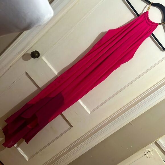 Sheer Kate & Lily Color Block High/Low Dress w/ Gold Necklace Collar Size 12 - Picture 8 of 8